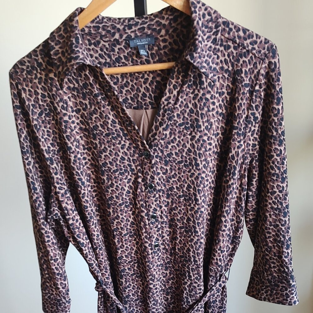 Talbots Animal Print 3/4 Length Sleeve Dress - Size 2XP